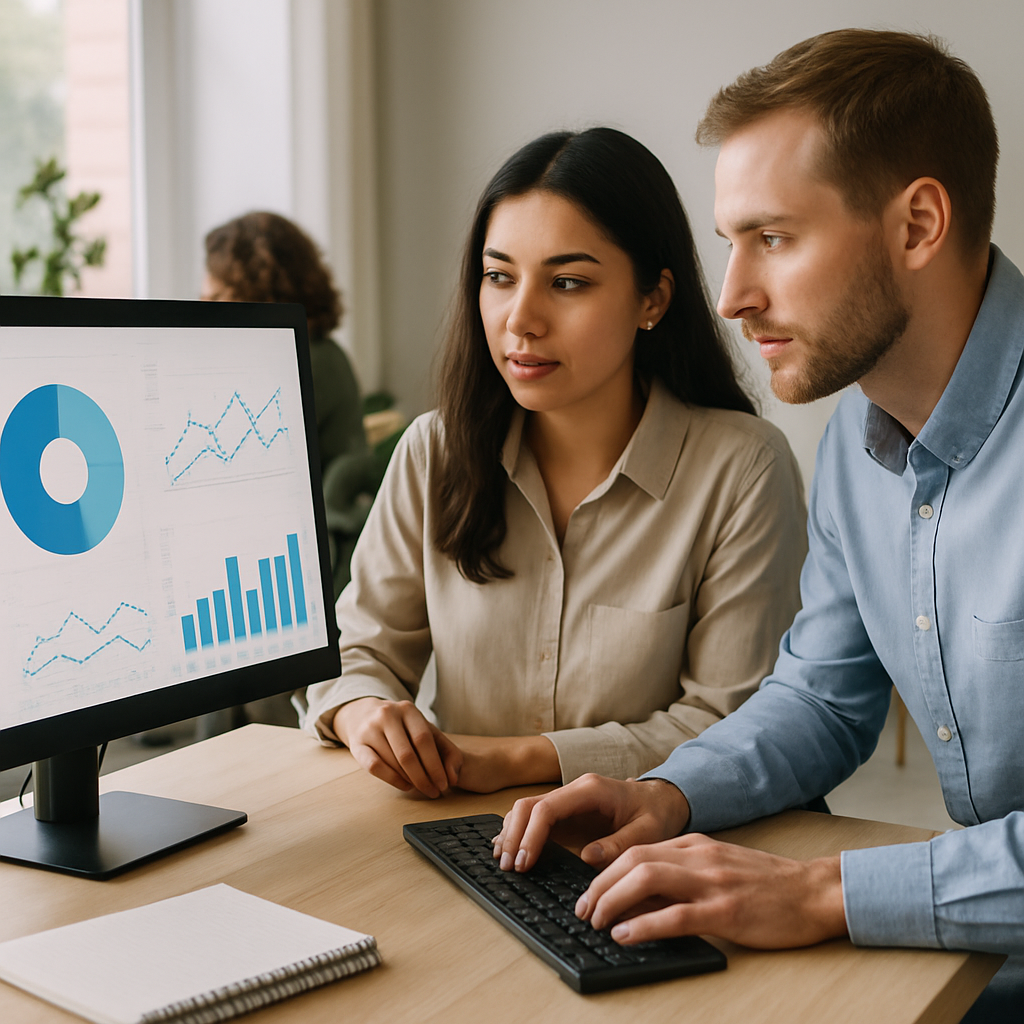 Imagen que muestra datos en gráficos, simulando la integración de AI en procesos de contratación