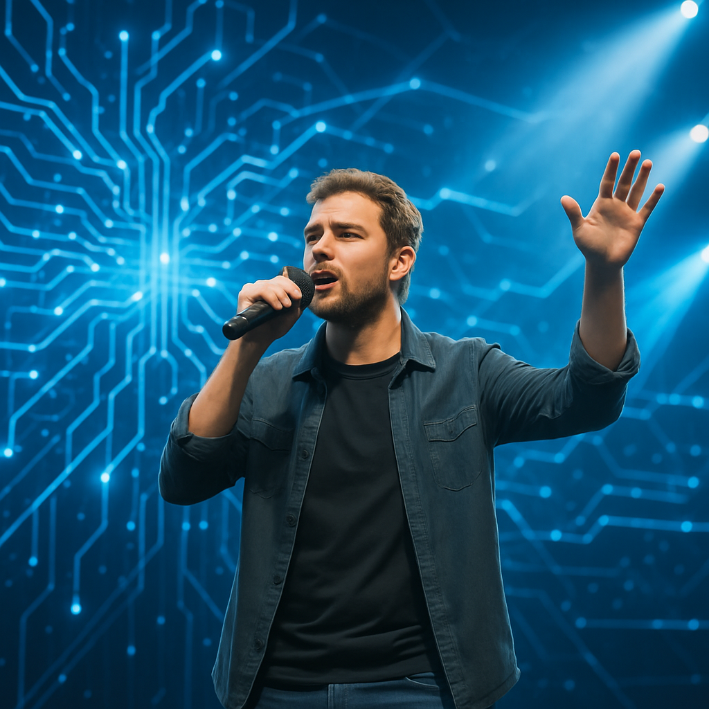 Imagen conceptual de concierto impulsado por inteligencia artificial