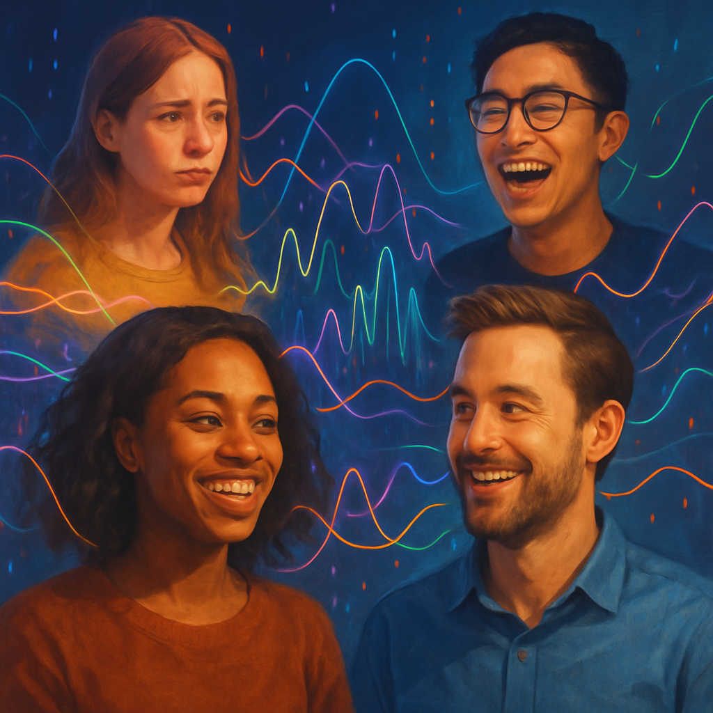 Abstract digital art of vibrant customer emotion flows and data insights