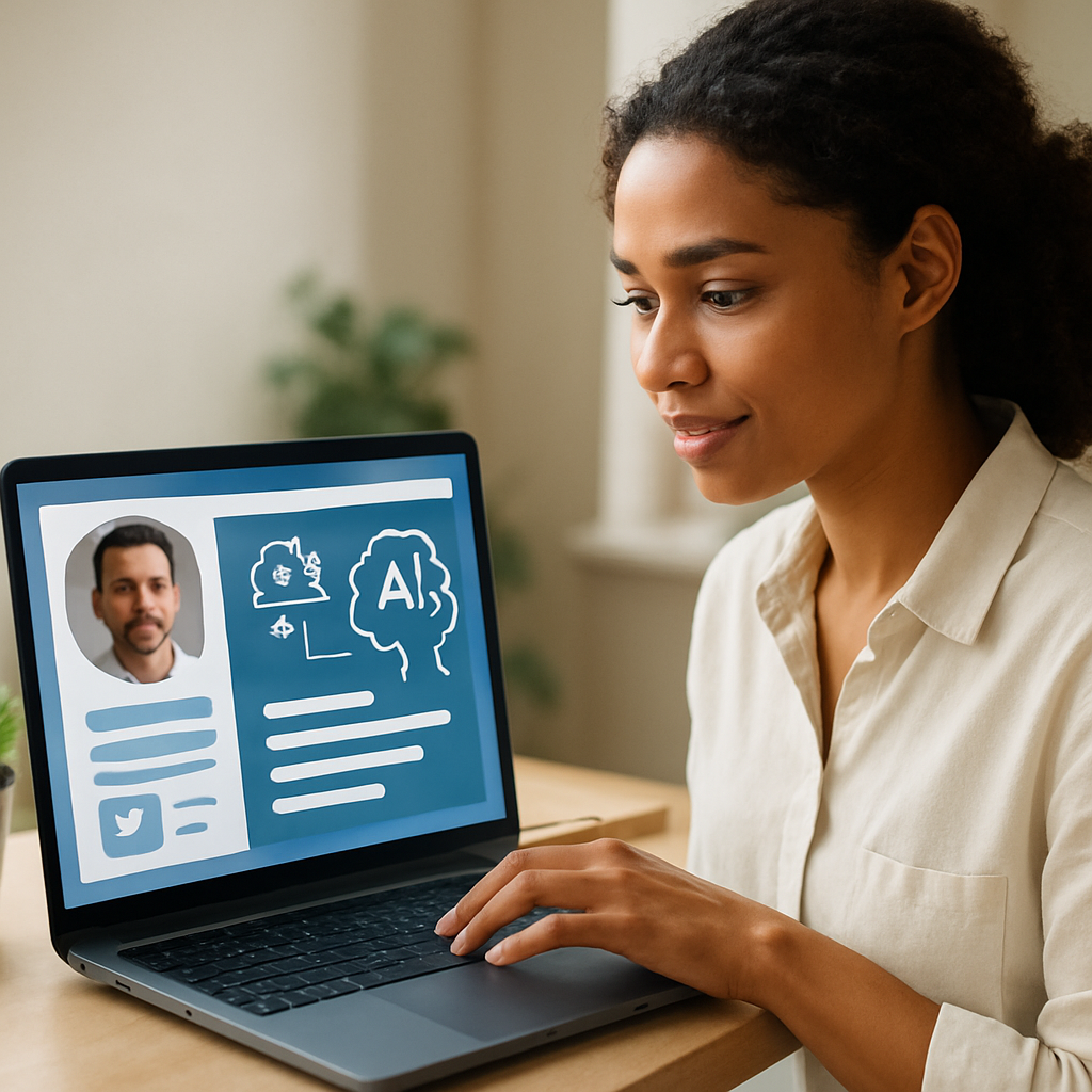 Modern digital interface illustrating AI recruitment process