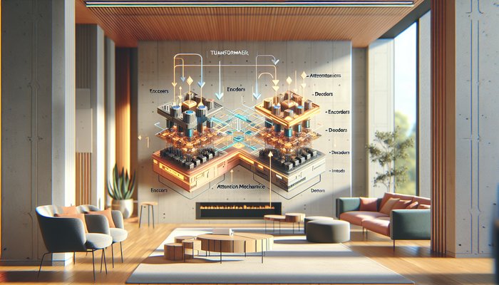 Illustrative diagram of Transformer architecture with attention layers