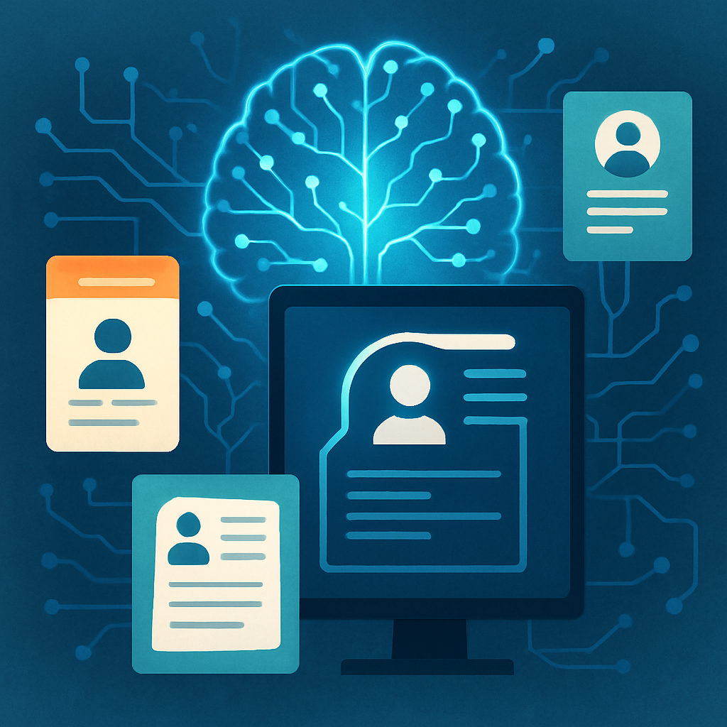 Dynamic digital collage of resume screening and AI analytics