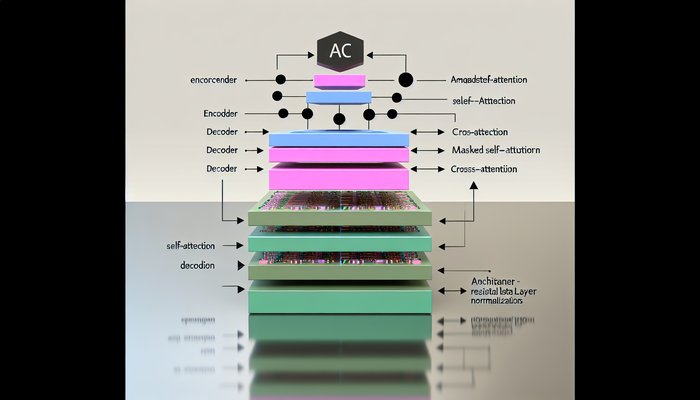 Detailed diagram of encoder-decoder architecture with attention layers by Moodbit