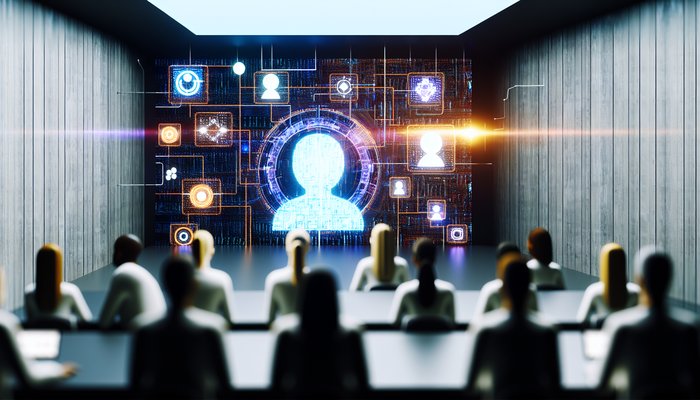 Futuristic digital interface symbolizing AI innovation