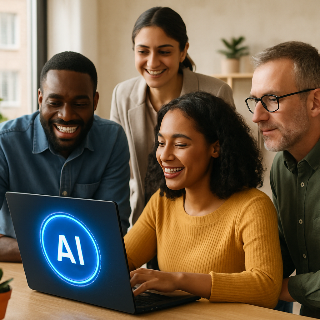 Equipo diverso colaborando en IA
