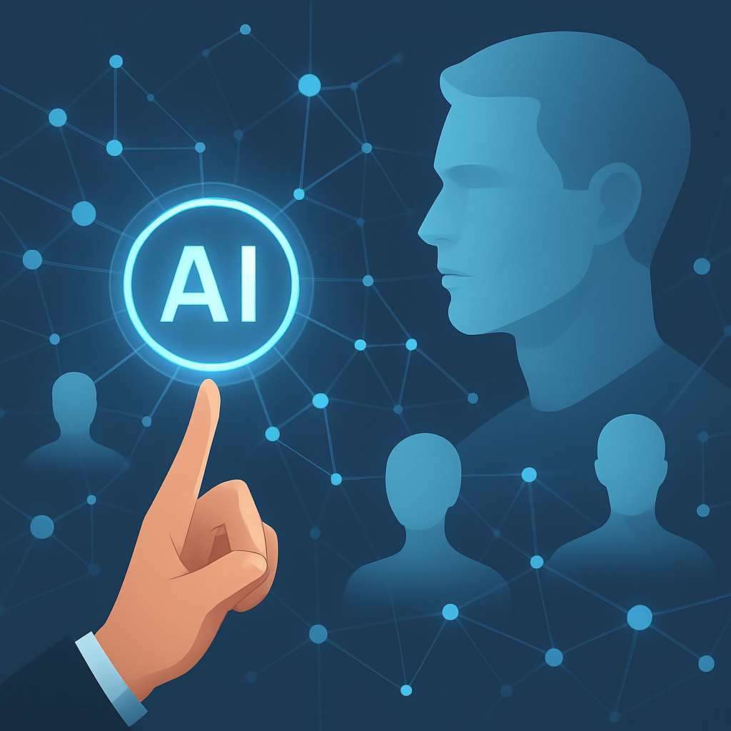 Futuristic AI candidate screening graphic